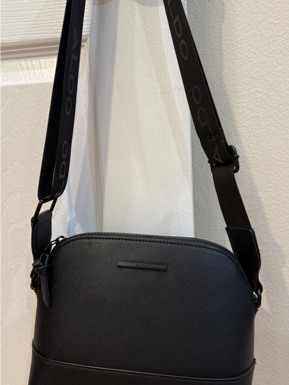 Aldo Black Crossbody Bag with Logo Strap